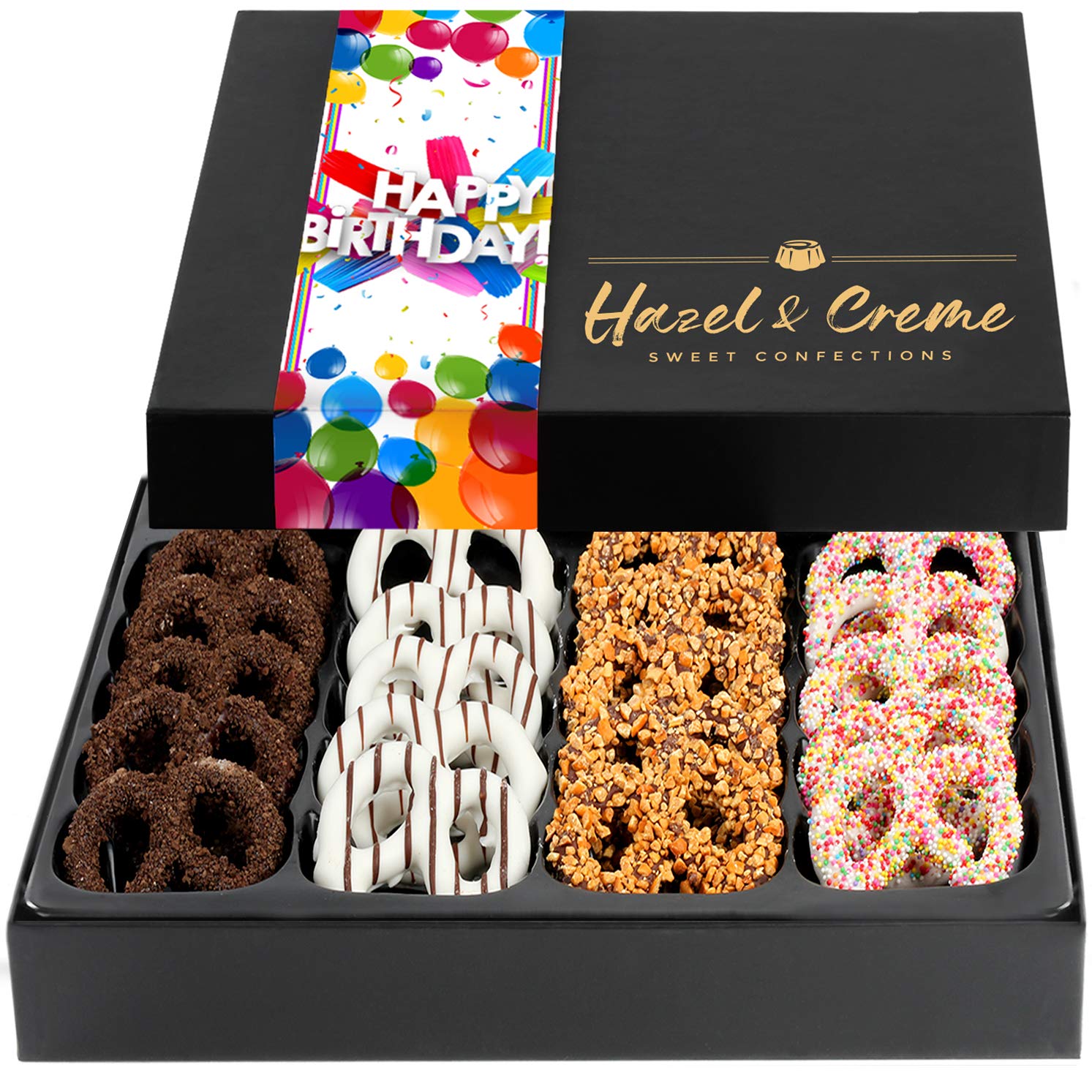 Hazel & Creme Chocolate Covered Pretzels - HAPPY BIRTHDAY Chocolate Gift Box