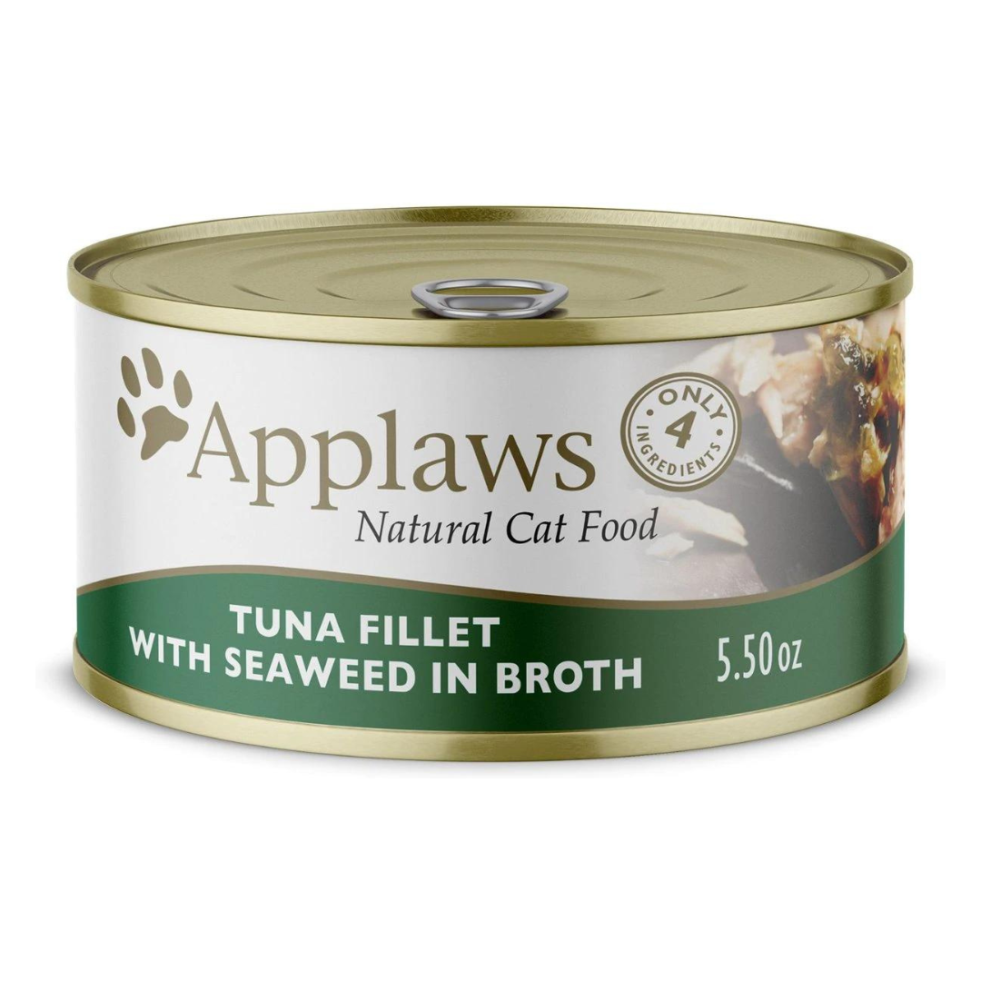 Applaws Natural Tuna Fillet with Seaweed in Broth Wet Cat Food. 5.5 oz.. Case of 24