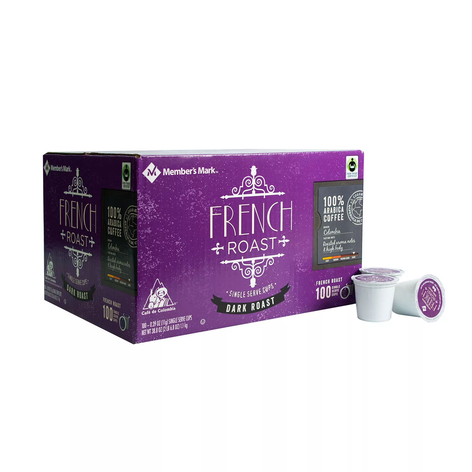 Member-s Mark French Roast Coffee 100 single-serve cups. A1