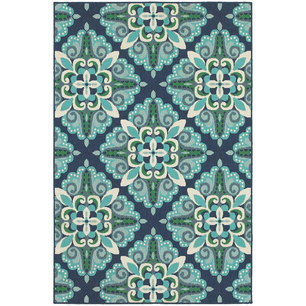 Home Decorators Collection  Bayview Blue Aqua 9 ft. x 13 ft. Outdoor Patio Area Rug