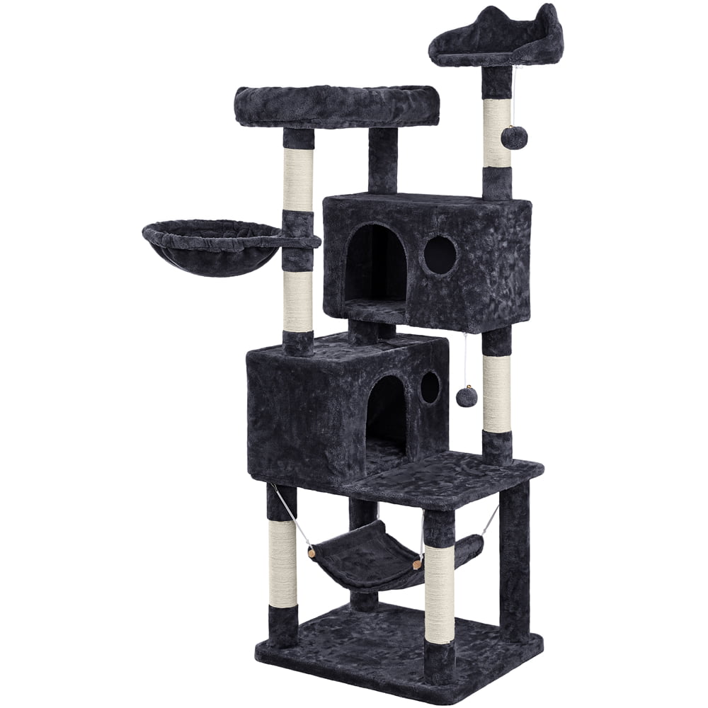 SmileMart 64.5″H Multi-level Cat Tree Tower with Condos and Perches. Black