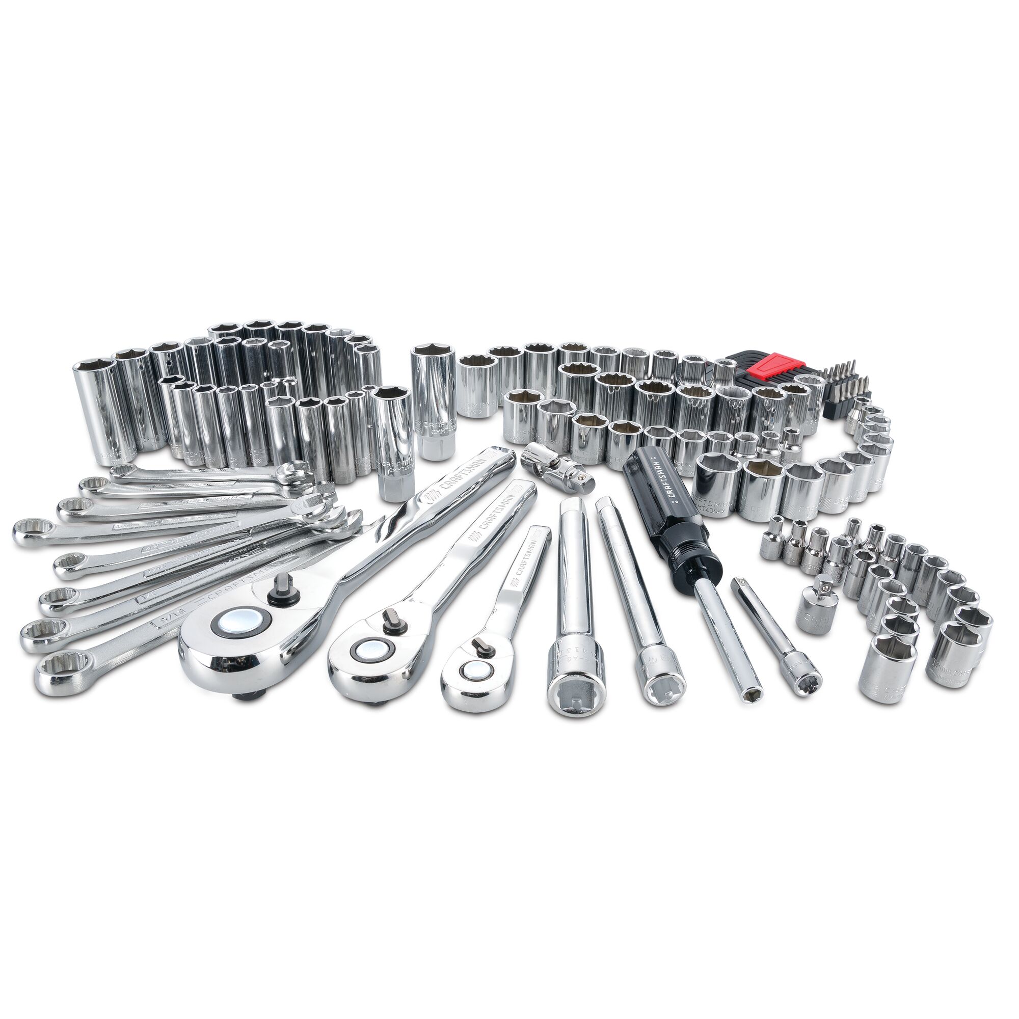 CRAFTSMAN 135-Piece Standard (SAE) and Metric Polished Chrome Mechanics Tool Set with Hard Case
