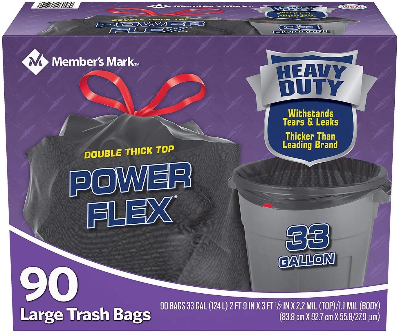 Member-s Mark 33-Gallon Power-Guard Drawstring Trash Bags (90 ct.)