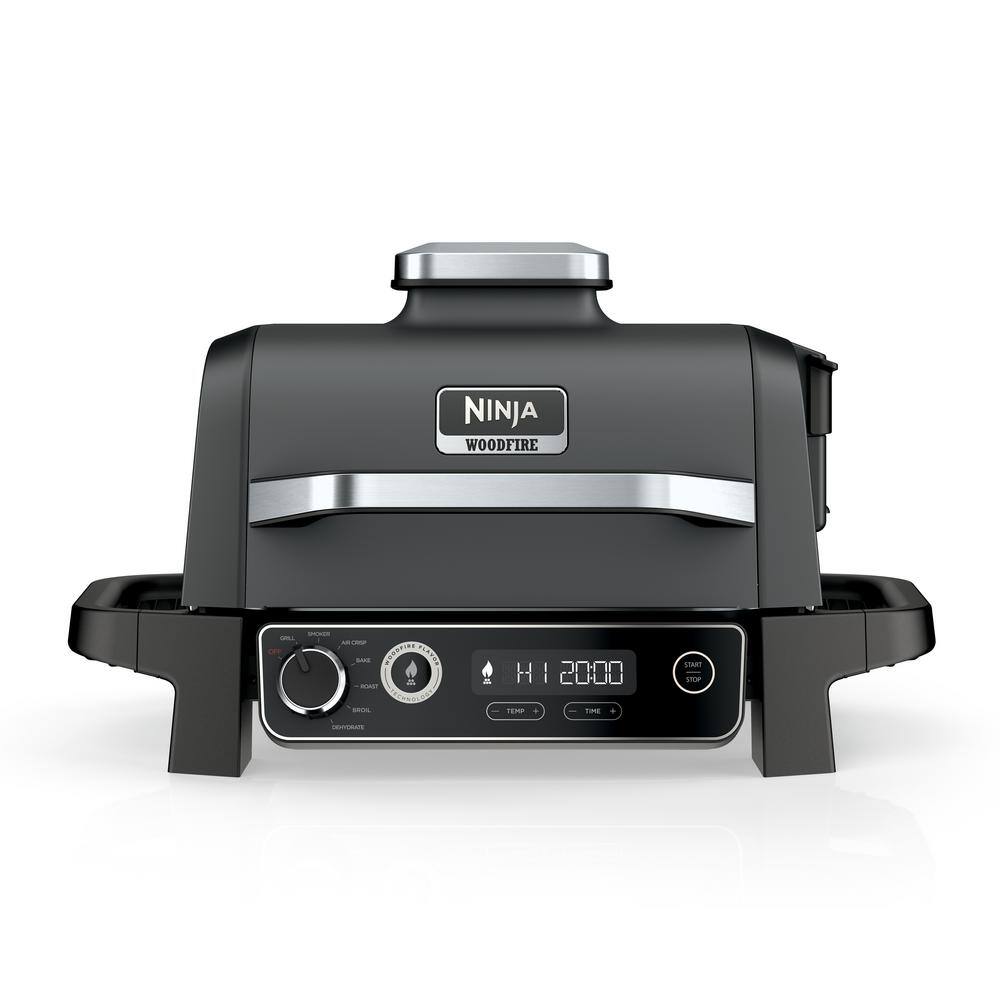 NINJA OG701 Woodfire Outdoor Grill & Smoker. 7-in-1 Master Grill. BBQ Smoker and Air Fryer in Gray