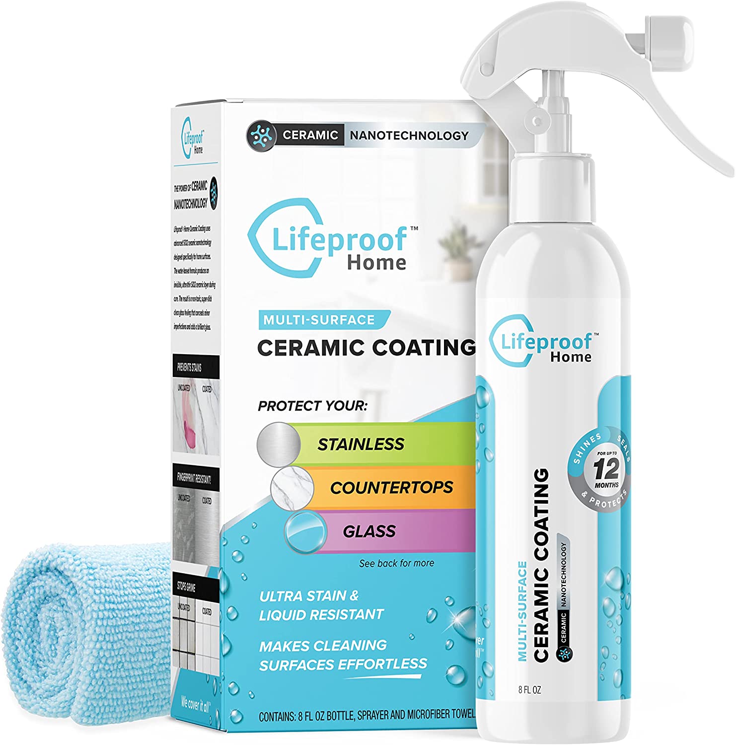 Lifeproof Home Ceramic Coating Spray Kit - Shine. Seal. & Protect Stainless Steel. Appliances. Countertops. Glass