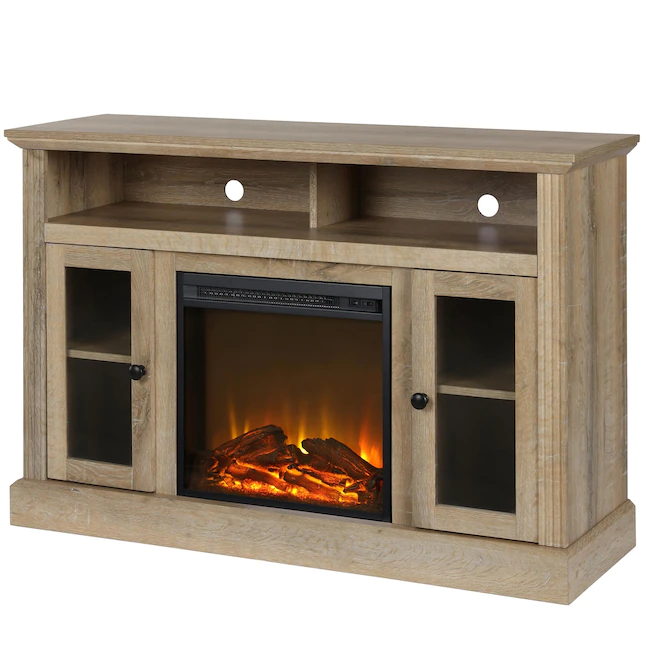 Ameriwood Home 1764196COM 47.24-in W Weathered Oak TV Stand with Fan-forced Electric Fireplace