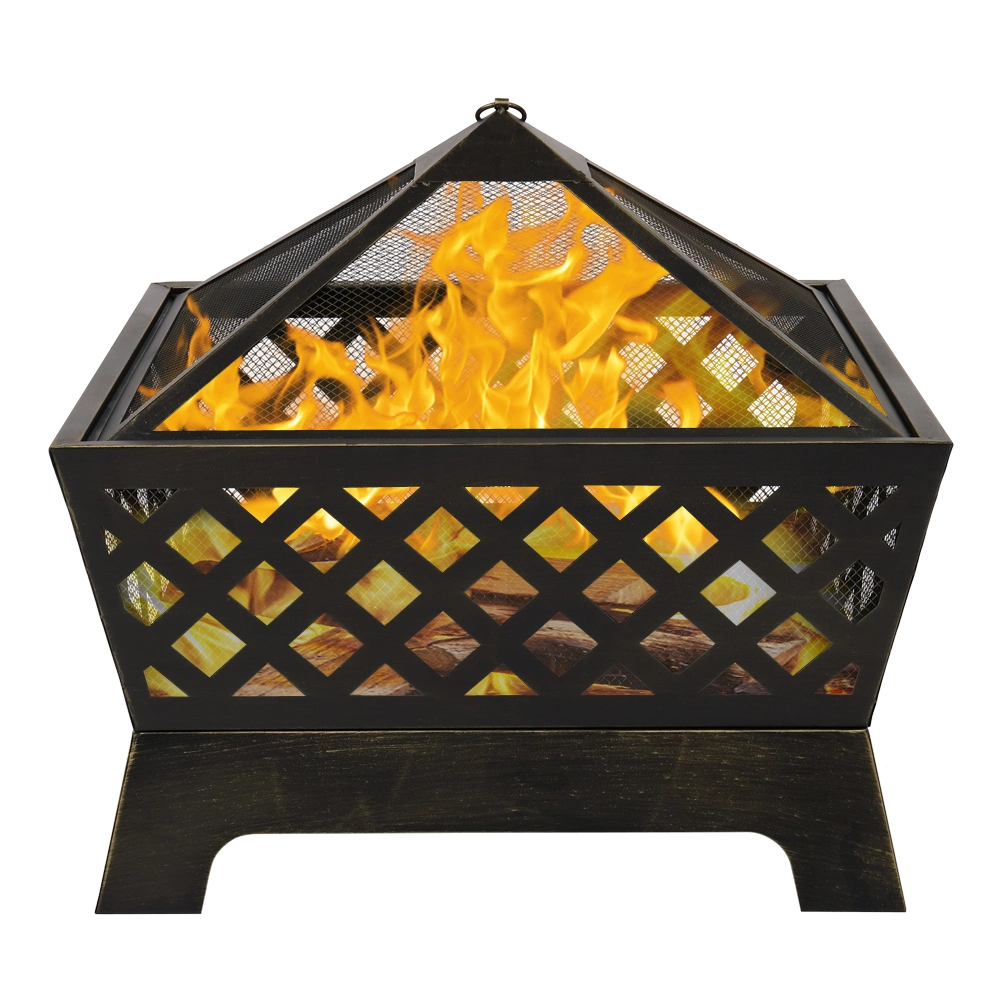 DISCOUNTTODAY 26.4″ Fireplace Backyard Wood Burn Heater Steel Bowl Star Patio Fire Pit Outdoor (26.38 x 26.38 x 23)”