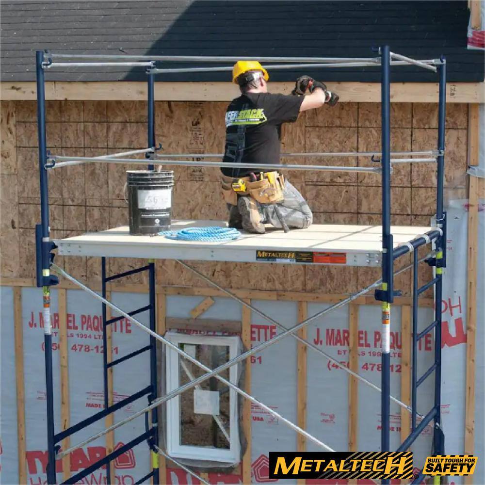 MetalTech 1001986211 7 ft. L x 19 in. W Scaffolding Platform. All-Aluminum Work Platform and Scaffold Plank for Metaltech Scaffolding. 3-Pack