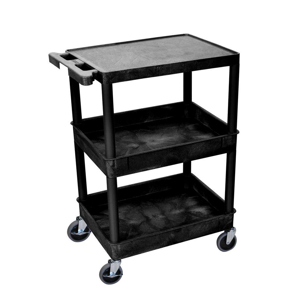 Luxor STC211-B STC 24 in. 3-Shelf Utility Cart in Black