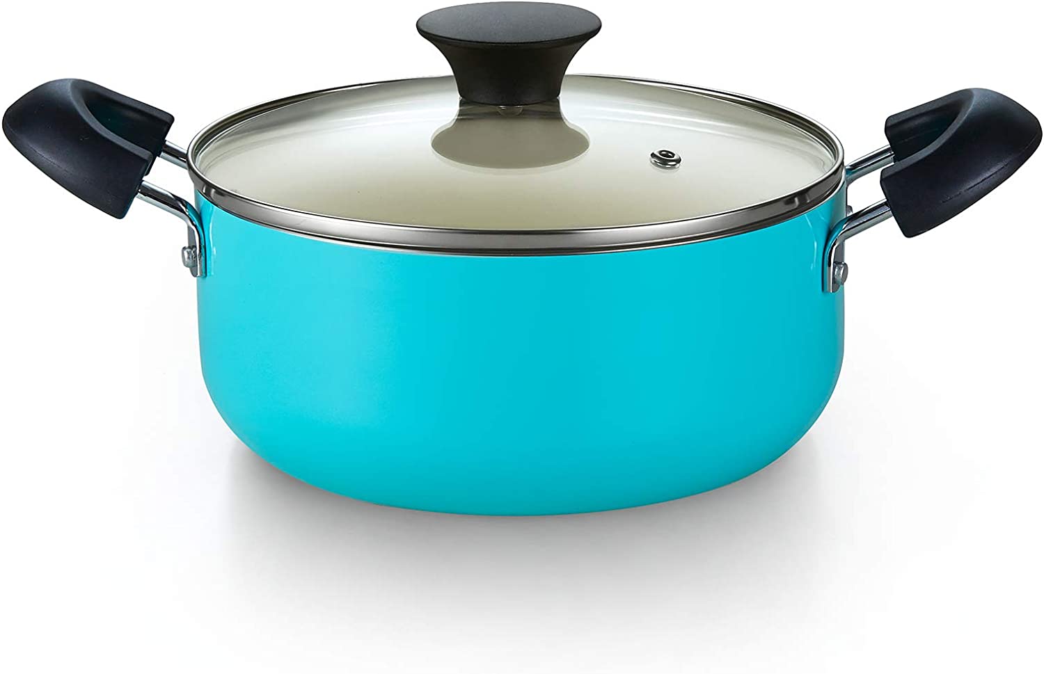 Cook N Home Pots and Pans Set Nonstick. 10 Piece Ceramic Cookware Sets. Kitchen Non Stick Cooking Set with Saucepans. Frying Pans. Dutch Oven Pot with Lids. PFOS and PFOA Free. Turquoise