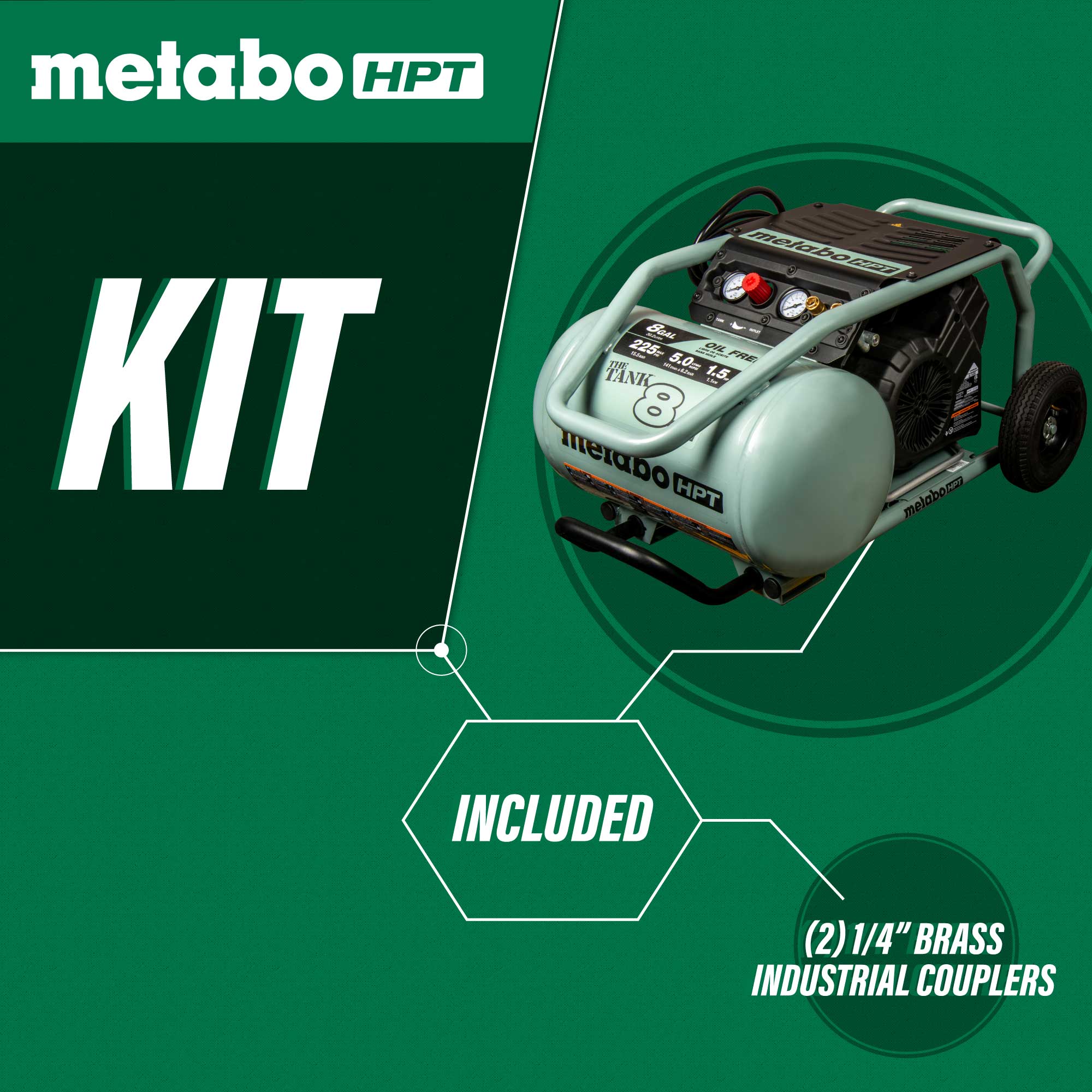 Metabo HPT The Tank 8-Gallon Single Stage Portable Corded Electric Horizontal Air Compressor