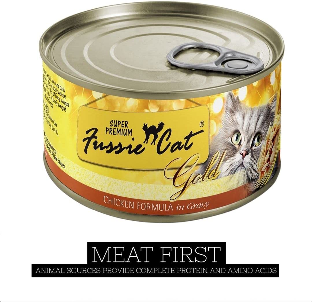 Fussie Cat Super Premium Chicken Formula in Gravy Grain-Free Canned Cat Food 5.5-oz can case of 24
