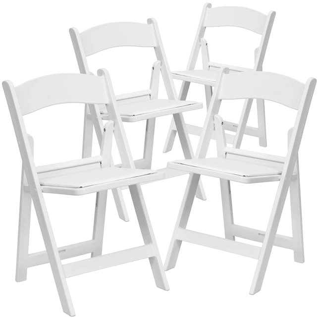 Flash Furniture  4-Pack White Standard Folding Chair with Upholstered Seat (Indoor or Outdoor)