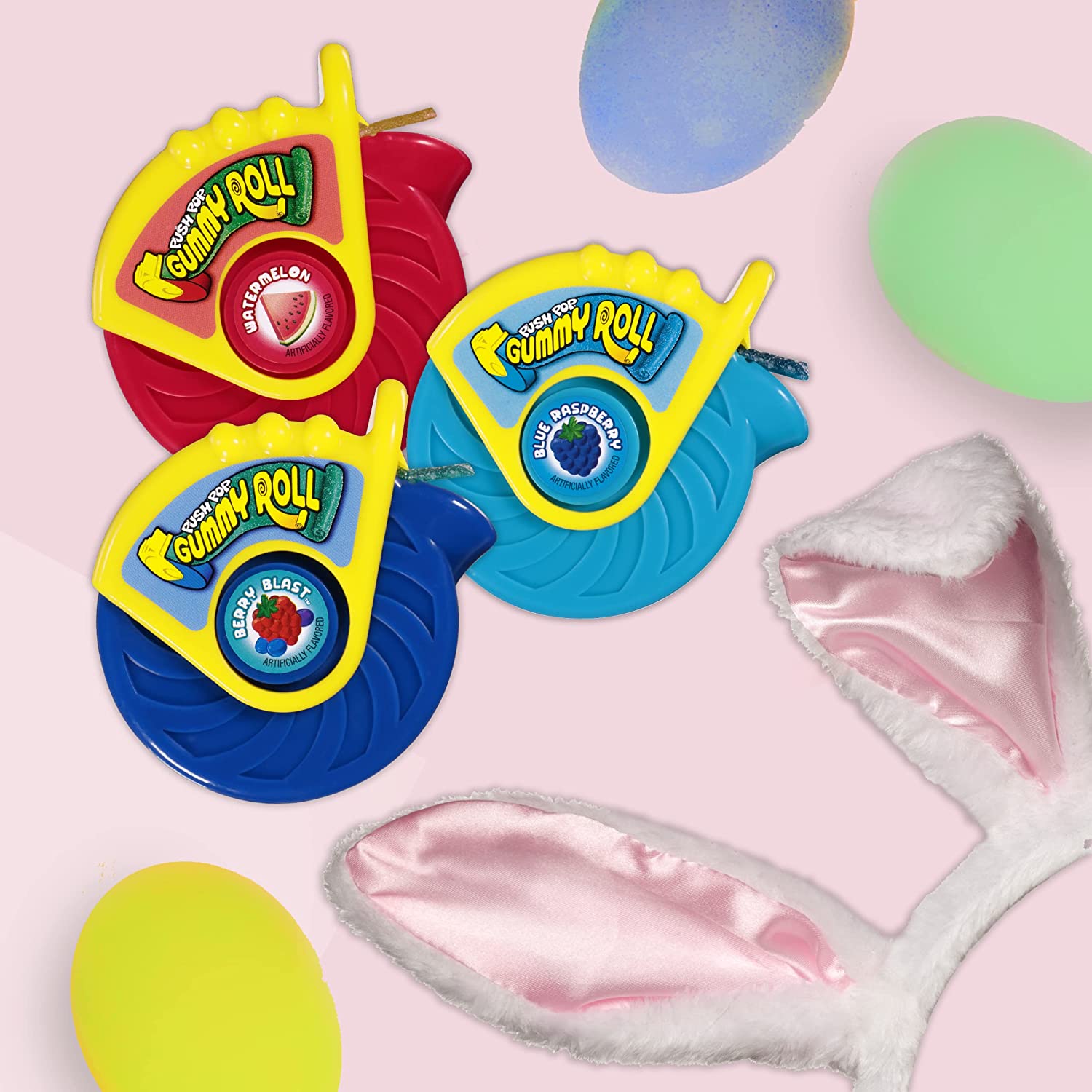 Push Pop Gummy Roll Easter 8 Count Variety Pack - Individual Gummy Candy with Assorted Fruity Flavors