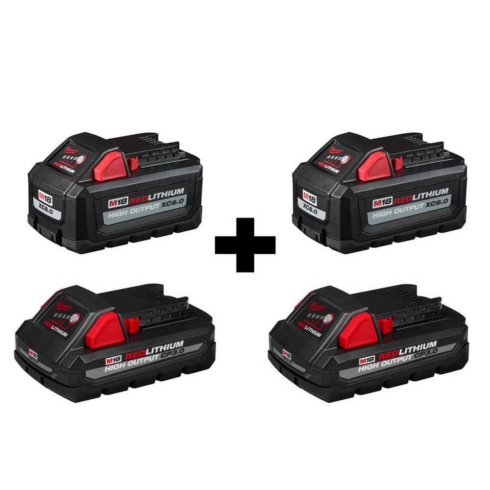 Milwaukee  M18 18-Volt Lithium-Ion High Output 6.0 Ah and 3.0 Ah Battery (4-Pack)