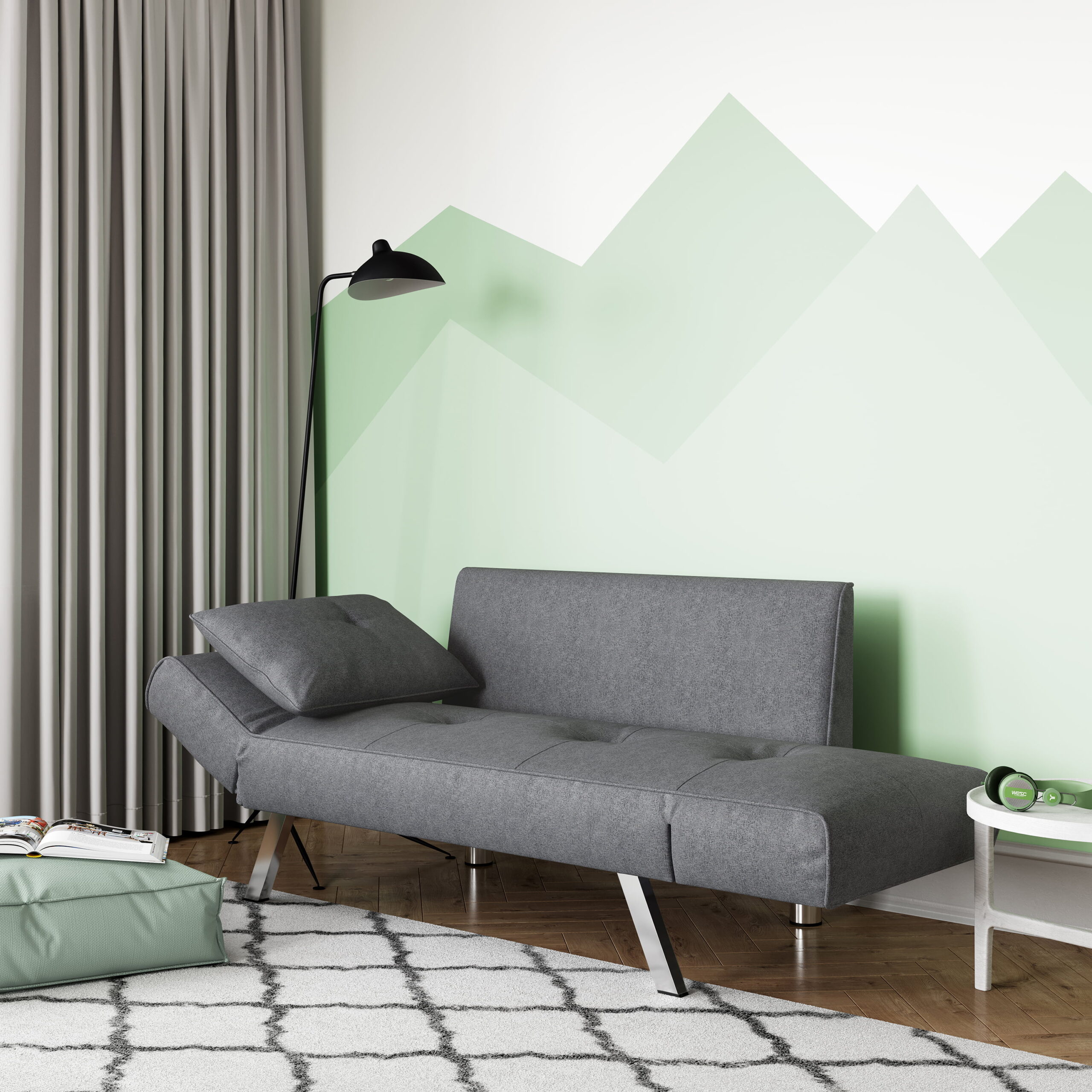 Serta Pacific Modern Loveseat with Sleeper. Gray Fabric