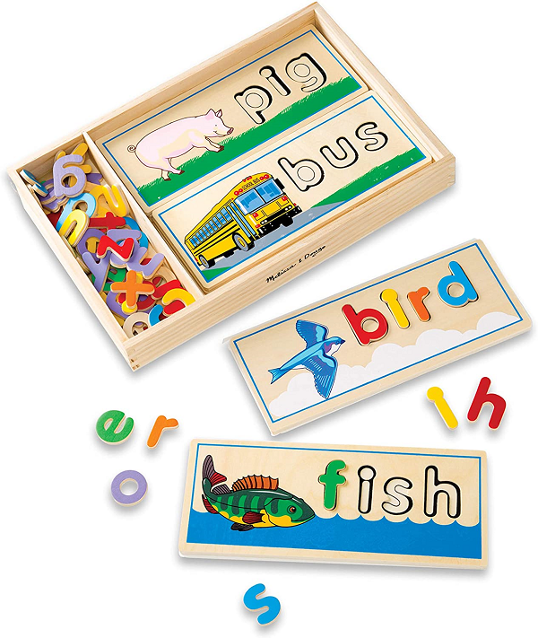 Melissa & Doug See & Spell Wooden Educational Toy With 8 Double-Sided Spelling