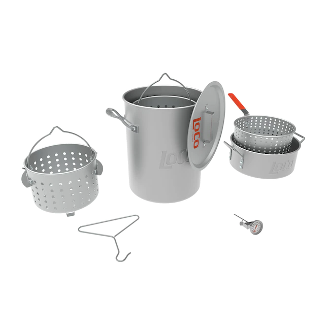 LoCo COOKERS  30-Quart Aluminum Stock Pot Lid(s) Included Basket(s) Included