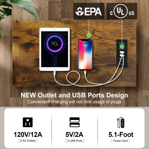 Devo 3-Tier End Side Table with Drawers and Charging Station. Narrow Wooden End Table with Open Storage Shelf and USB Ports& Power Outlets Side Table Nightstand Sofa Table for Living Room. Bedroom