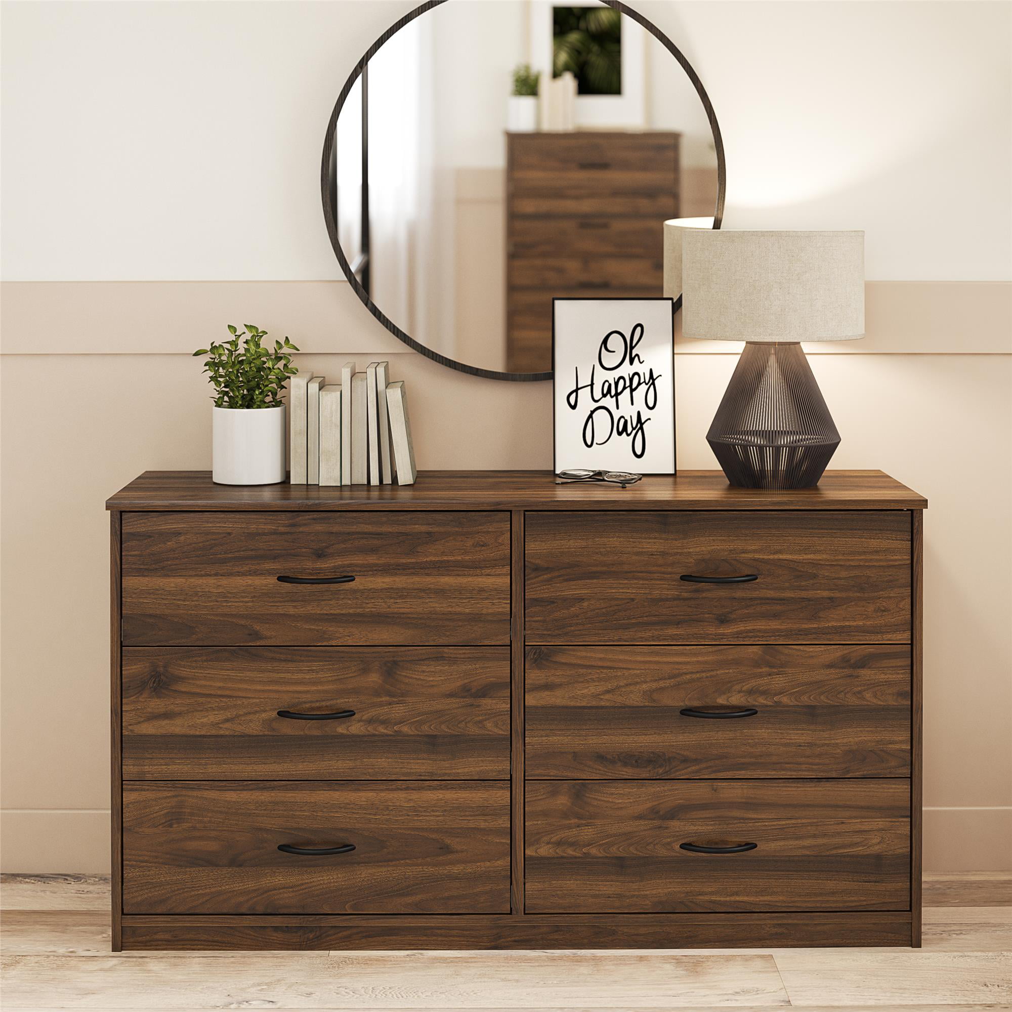 Mainstays Classic 6 Drawer Dresser. Walnut