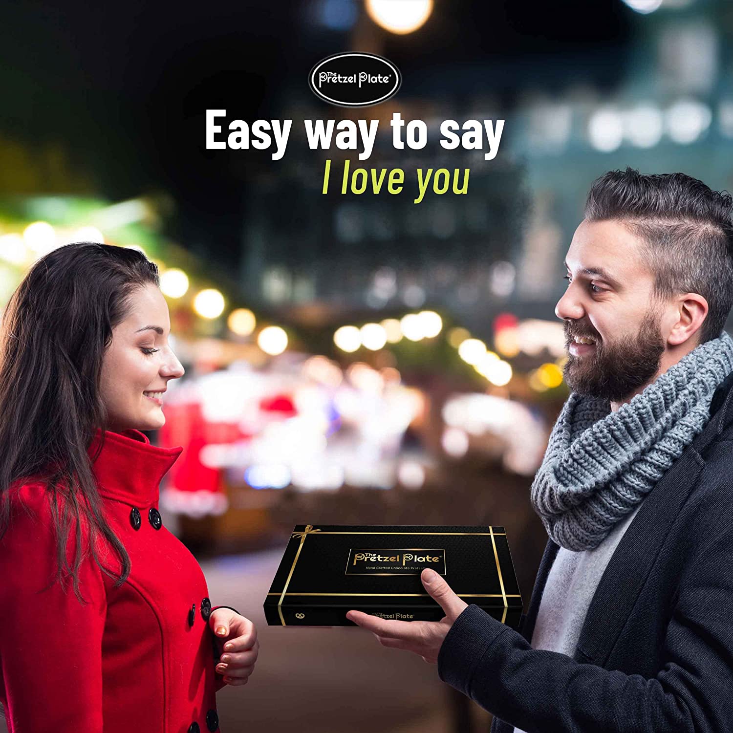 The Pretzel Plate Chocolate Covered Pretzels Gift Box- Vegan Gourmet Assorted Dark & White Chocolates Gift