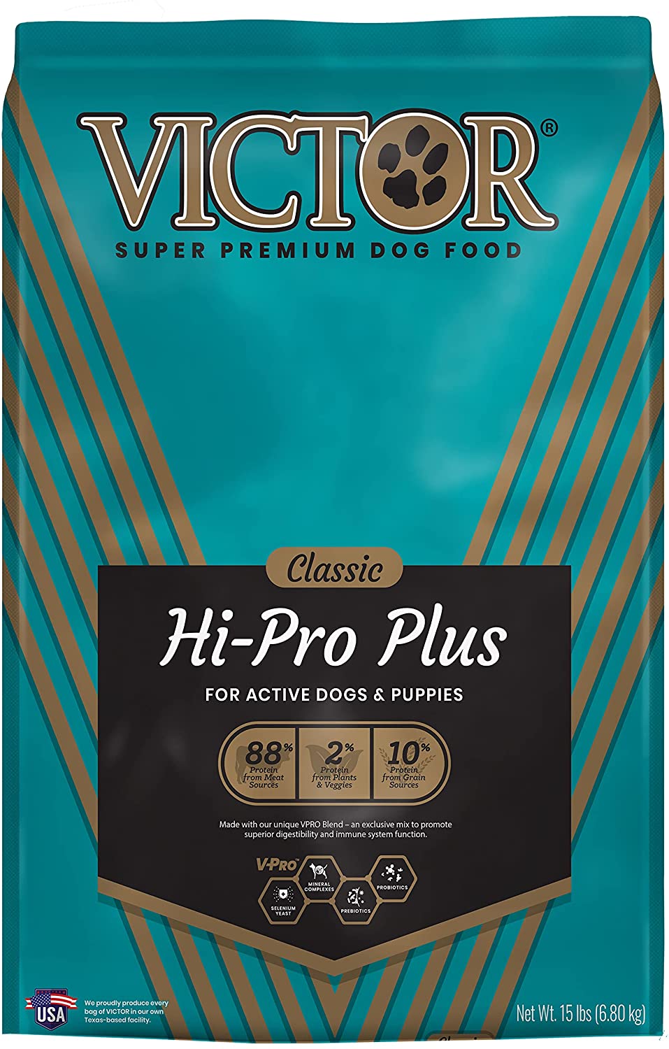 VICTOR Super Premium Dog Food Hi-Pro Plus Dry Dog Food 15 lb. 30% Protein. Gluten Free for High Energy and Active Dogs & Puppies