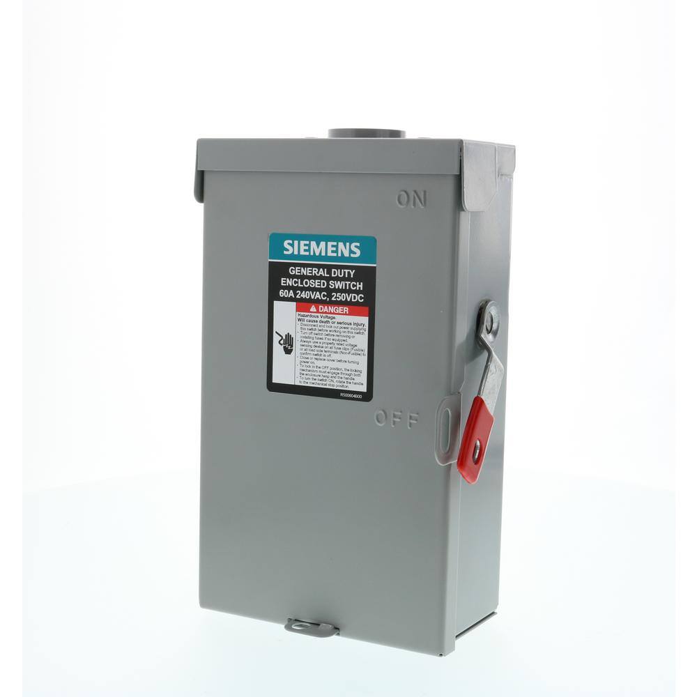 Siemens GF322NRA General Duty 60 Amp 3-Pole 4-Wire 240-Volt Fusible Outdoor Safety Switch