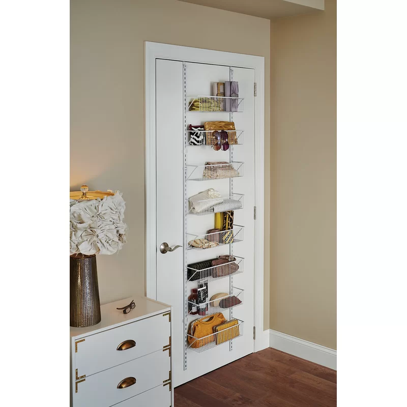 ClosetMaid 1233 Adjustable Organizer Rack with Baskets Wall or Over Door Mount. for Kitchen. Pantry. Utility Room. Closet. 18 in. W. White Finish. Inch
