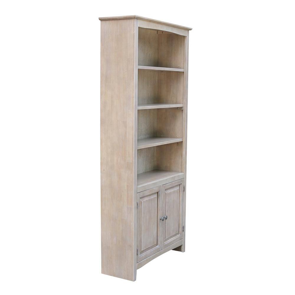 None  72 in. Weathered Taupe Gray Wood 6-shelf Standard Bookcase with Adjustable Shelves