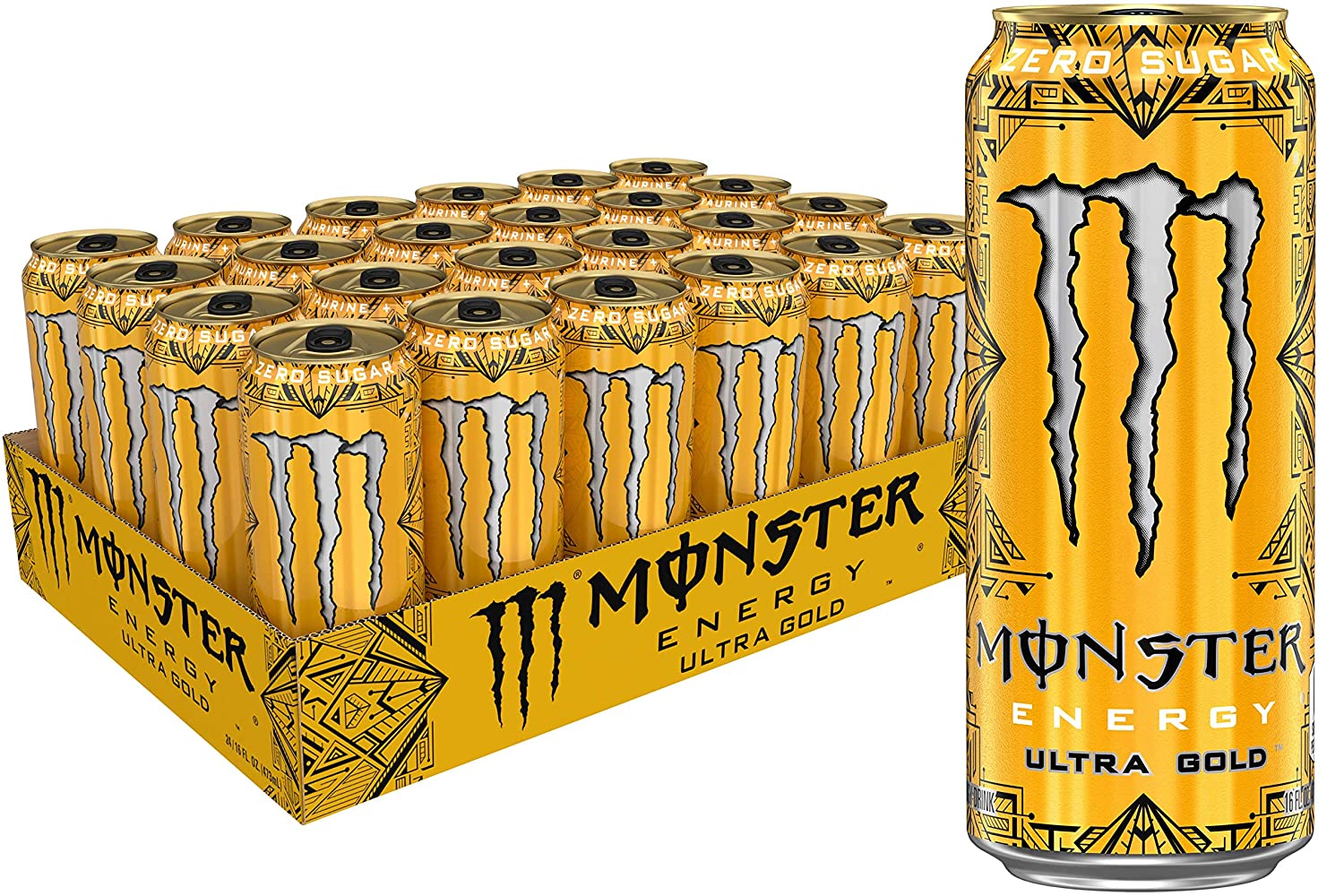 Monster Energy Ultra Gold. Sugar Free Energy Drink. 16 Ounce (Pack of 24)