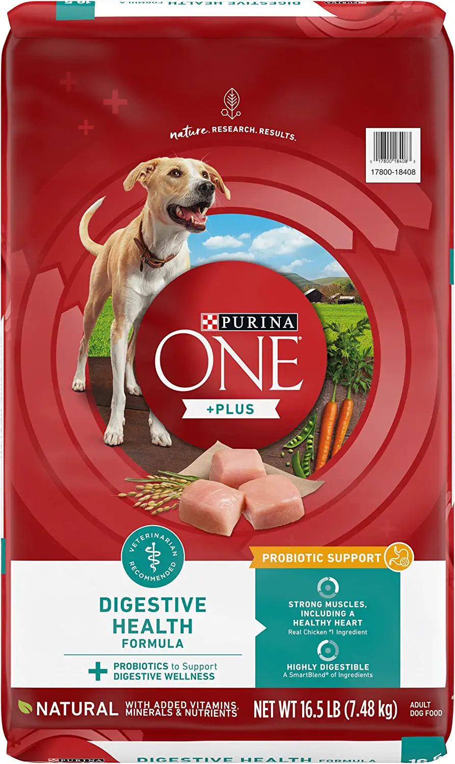 Purina ONE Dog Digestive Support Natural Dry Dog Food Plus Digestive Health Formula 16.5 lb. Bag