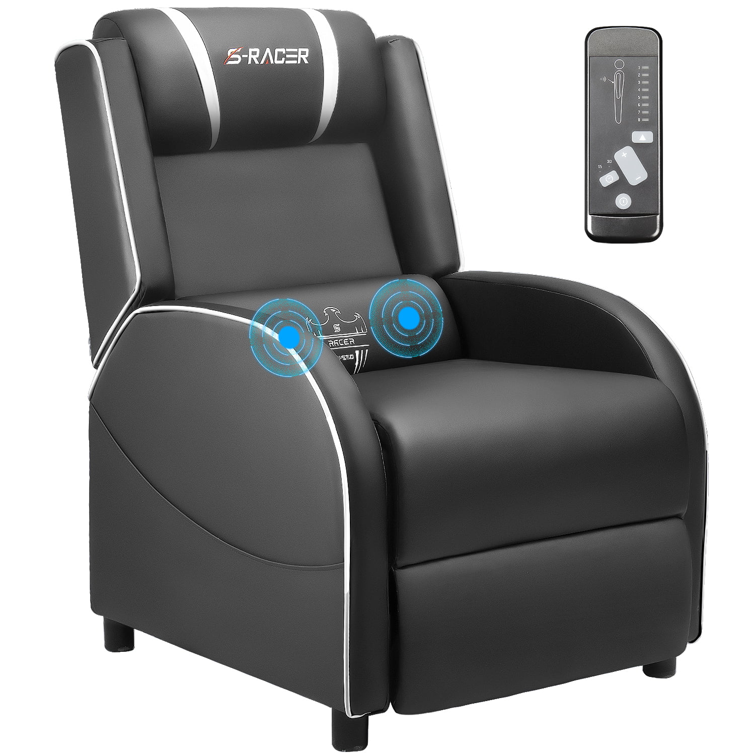 Homall Massage Gaming Recliner Chair Video Game Chair PU Leather Theater Seating. One Size. White