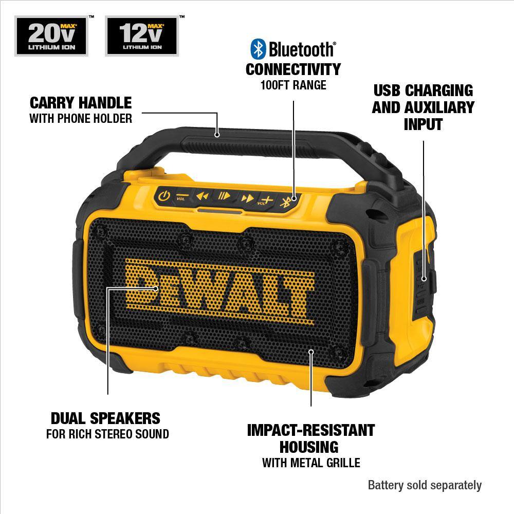 DEWALT DCR010 20V MAX Bluetooth Speaker (Tool Only)