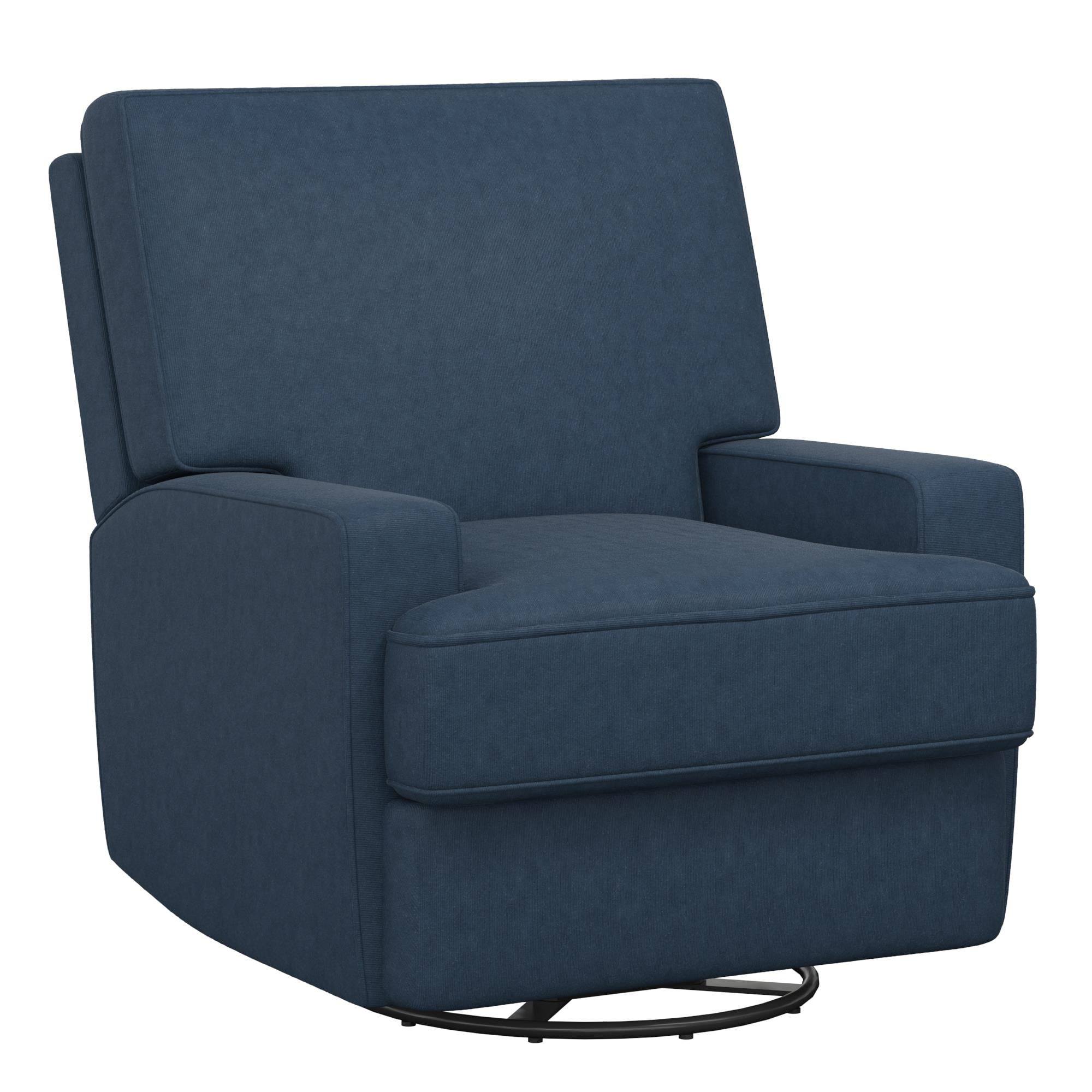Baby Relax Rylan Swivel Glider Recliner Chair. Coil Seating. Dark Blue
