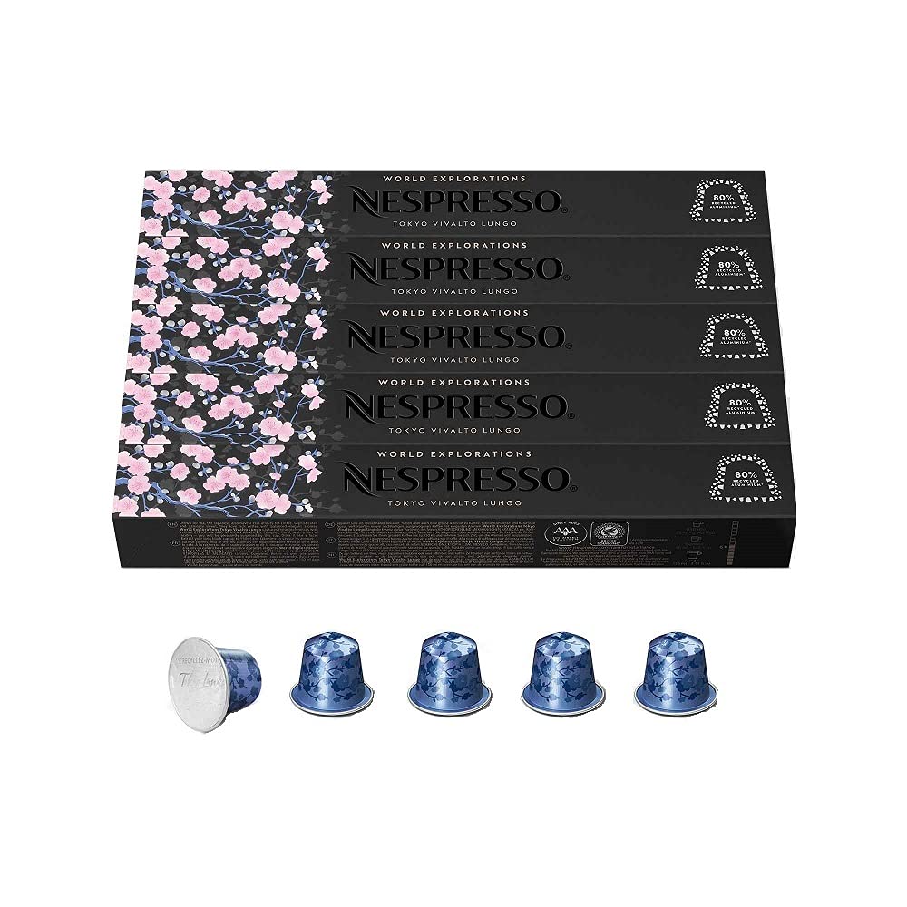 Nespresso Capsules OriginalLine Tokyo Vivalto Lungo. Medium Roast Coffee. 50 Count Coffee Pods. Brews 3.7 Ounce (ORIGINAL LINE ONLY)