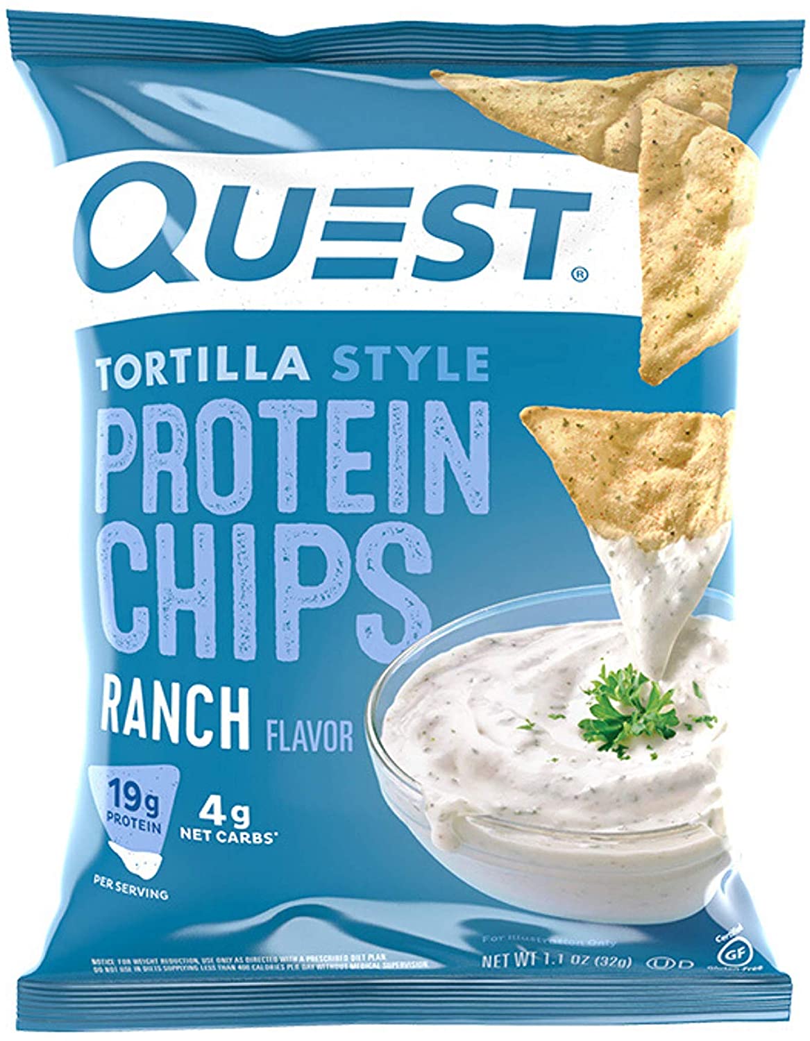 Quest Nutrition Tortilla Style Protein Chips. Ranch. Baked. 1.1 Ounce (Pack of 12)