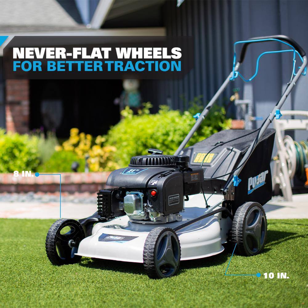 Pulsar PTG1221SA2 21 in. 200 cc Gas Recoil Start. Walk Behind Push Mower. Self-Propelled 3-in-1 with 7 Position Height Adjustment