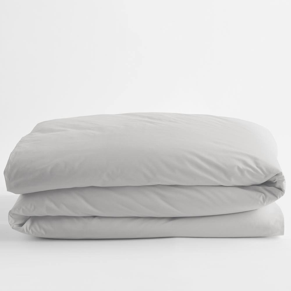 The Company Store  Pearl Gray Solid Supima Cotton Percale Queen Duvet Cover - Queen/Pearl Gray