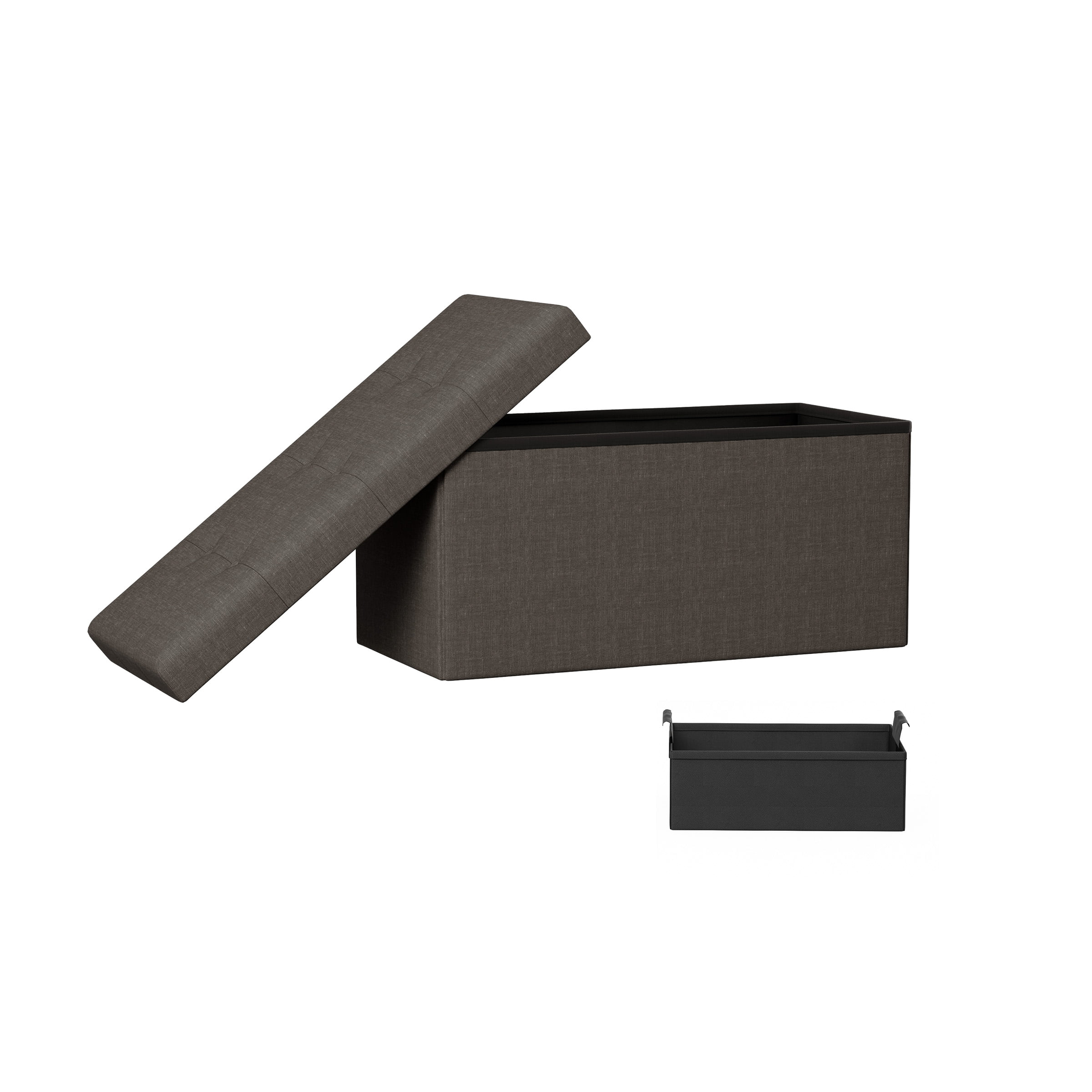 Lavish Home Storage & Tufted Bench. Dark Gray