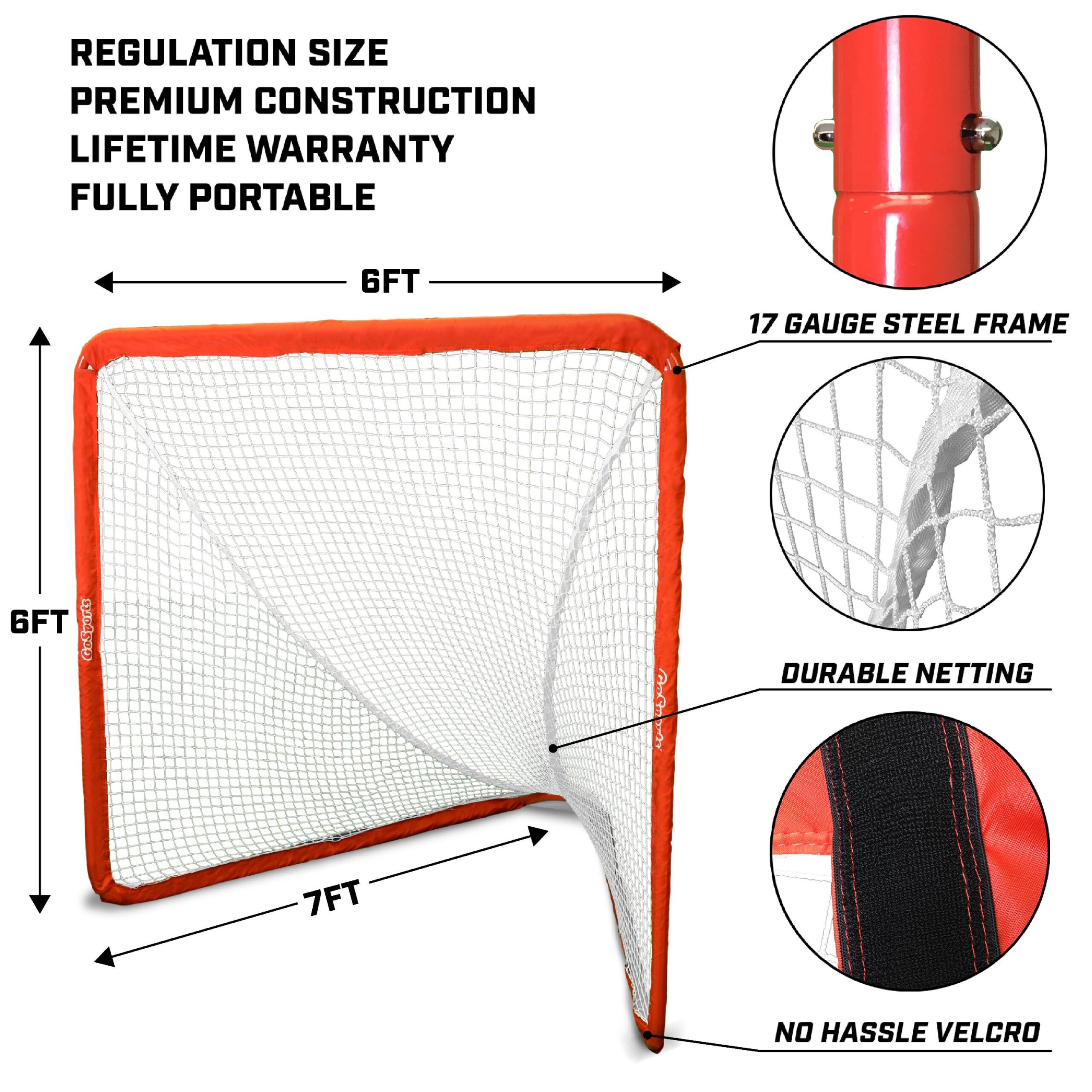 GoSports Regulation Lacrosse Net with Steel Frame - Only Truly Portable Lacrosse Goal for Kids and Adults. Backyard Setup and Takedown in Minutes
