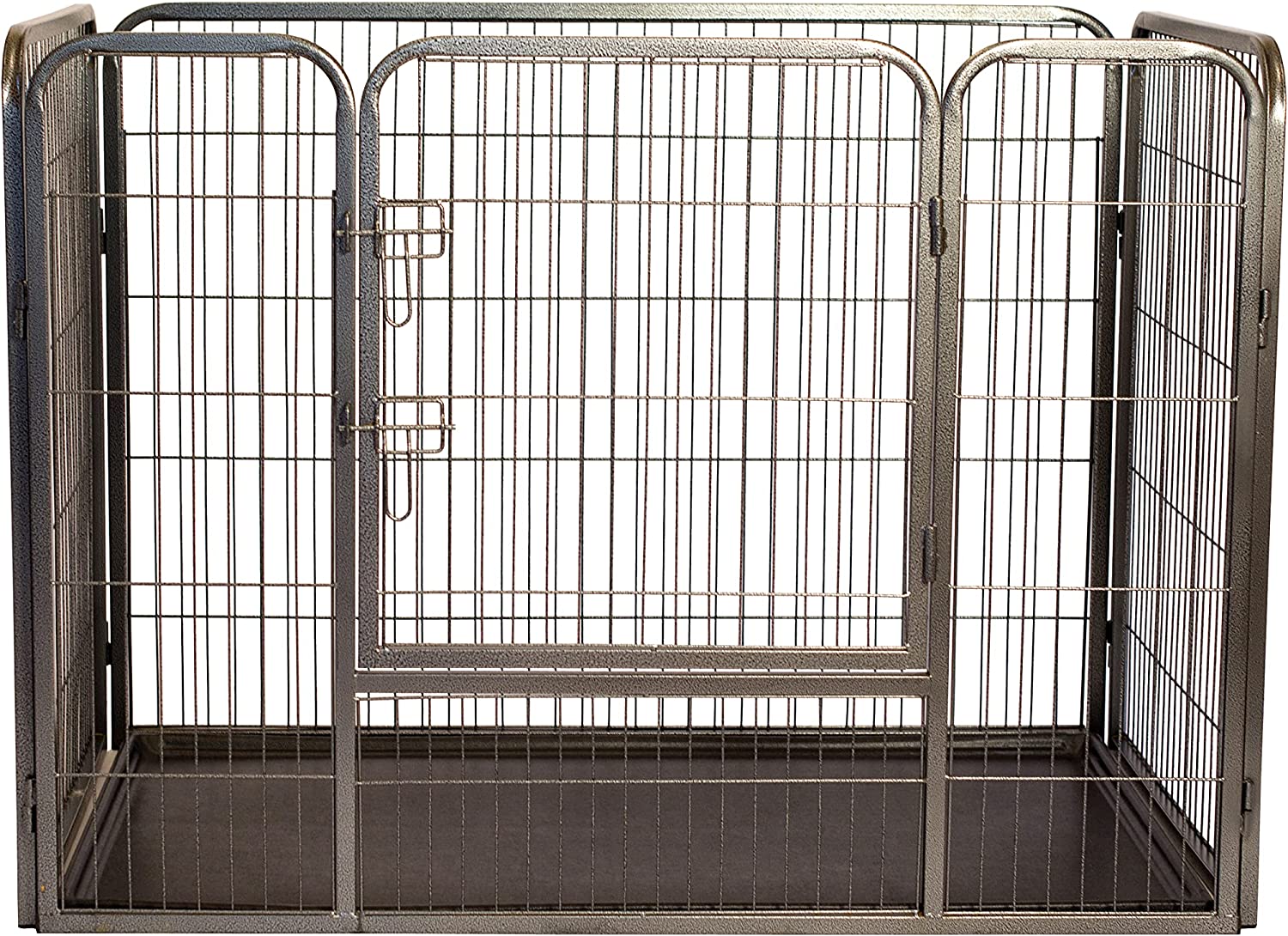 Iconic Pet Heavy Duty Rectangle Tube Pet Training Kennel/Dog Crate in Two Sizes – Pet Exercise Pen with Bottom Tray. Front Facing Door Dog Cage for Easy Access. Easy to Assemble Puppy Playpen