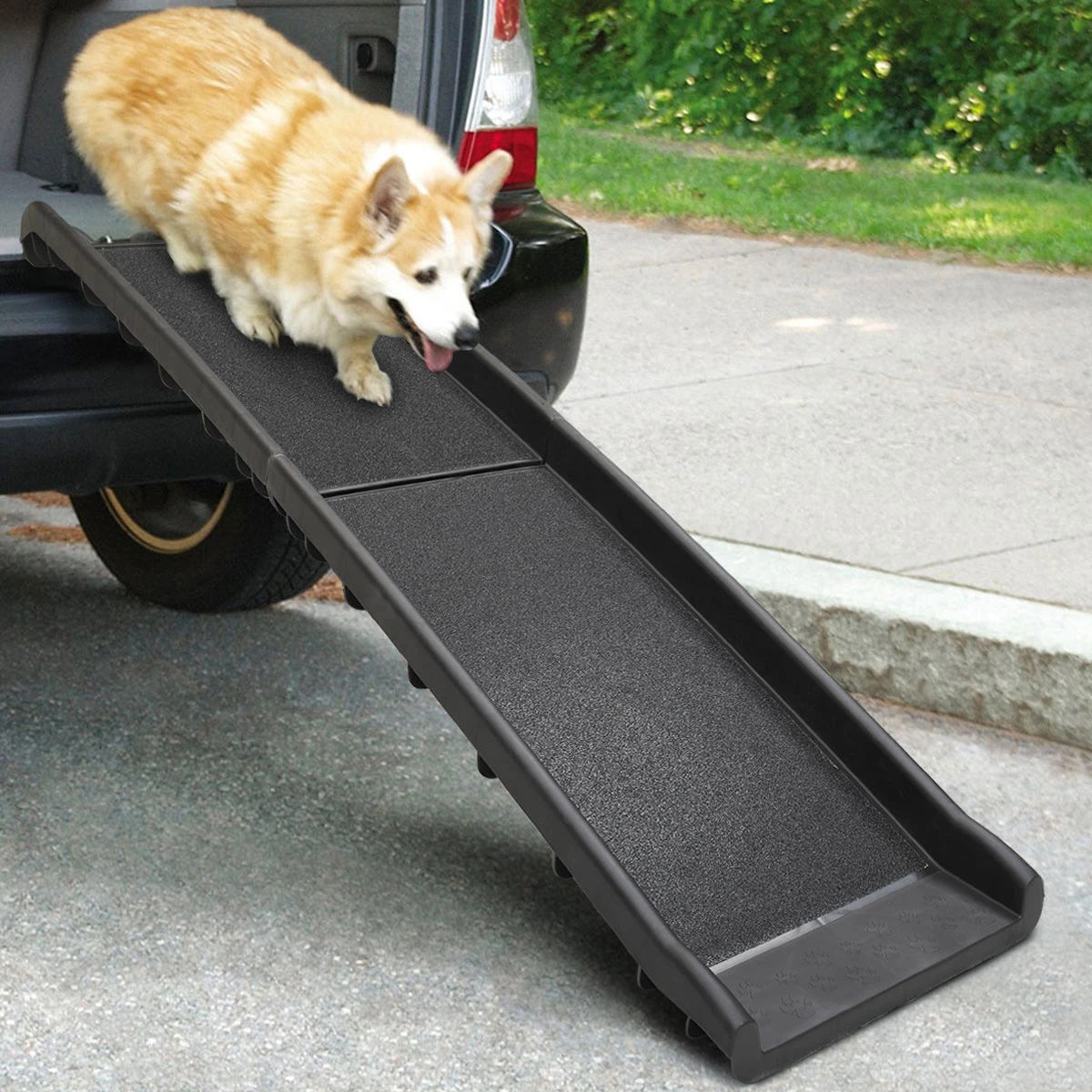 DISCOUNTTODAY Portable Foldable Pet Ramp Climbing Ladder Suitable for Off-road Vehicle Trucks - Black XH 61.42 in. * 15.75 in. * 5.52 in.