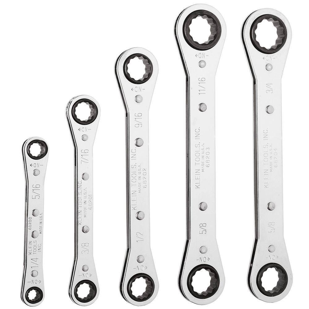 Klein Tools 68221 5-Piece Ratcheting Box Wrench Set