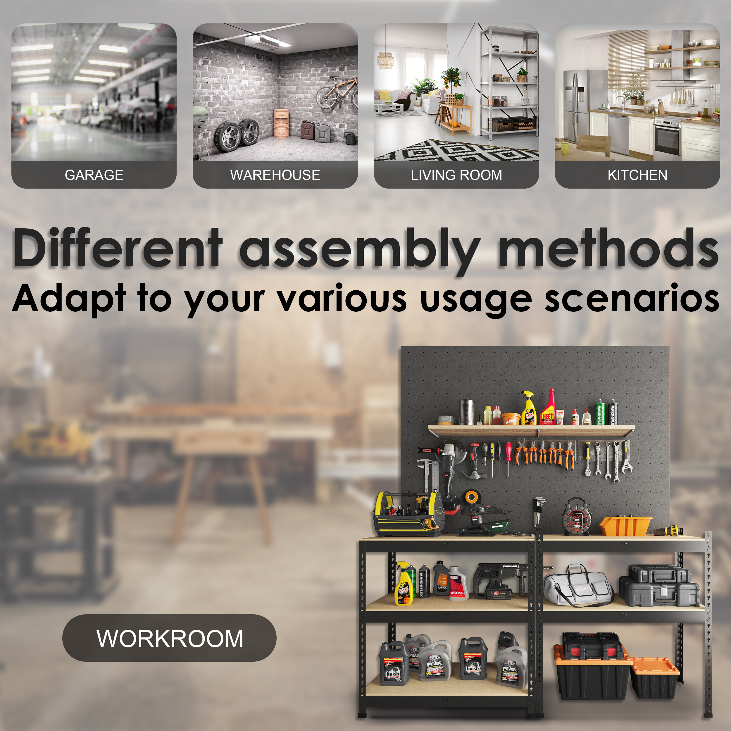 Prilinex 5-Shelf Boltless & Adjustable Steel Storage Shelf for Garage Warehouse.35.5″ x 16″ x 71″.Black