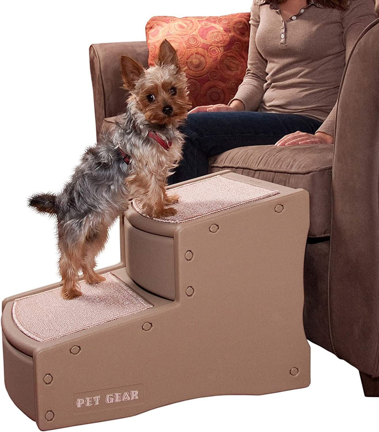 Pet Gear Easy Step II Pet Stairs. 2 Step for Cats/Dogs up to 150 Pounds. Portable. Removable Washable Carpet Tread. No Tools Required. Available in 5 Colors