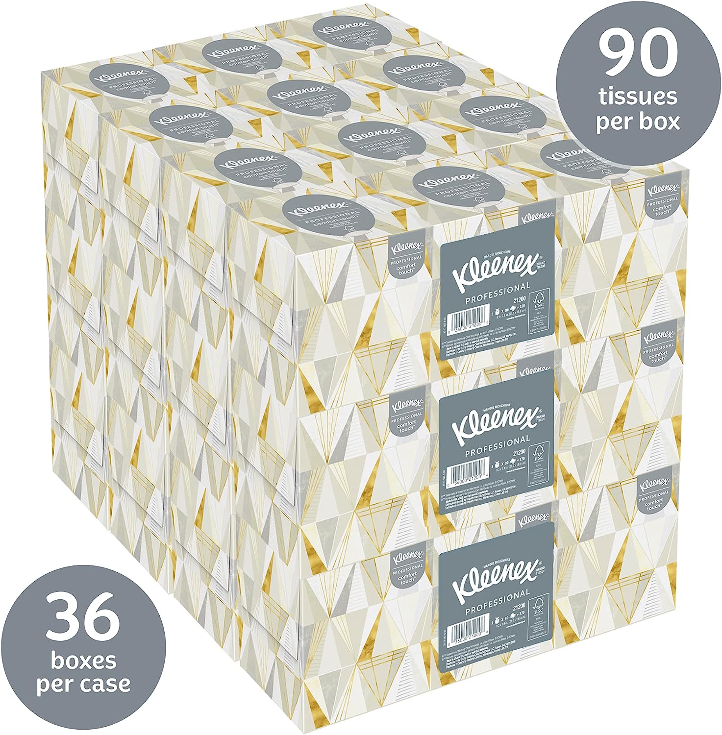 Kleenex® Professional Facial Tissue Cube for Business (21200). Upright Face Tissue Box. 12 Bundles/Case. 3 Boxes/Bundle. 36 Boxes/Case