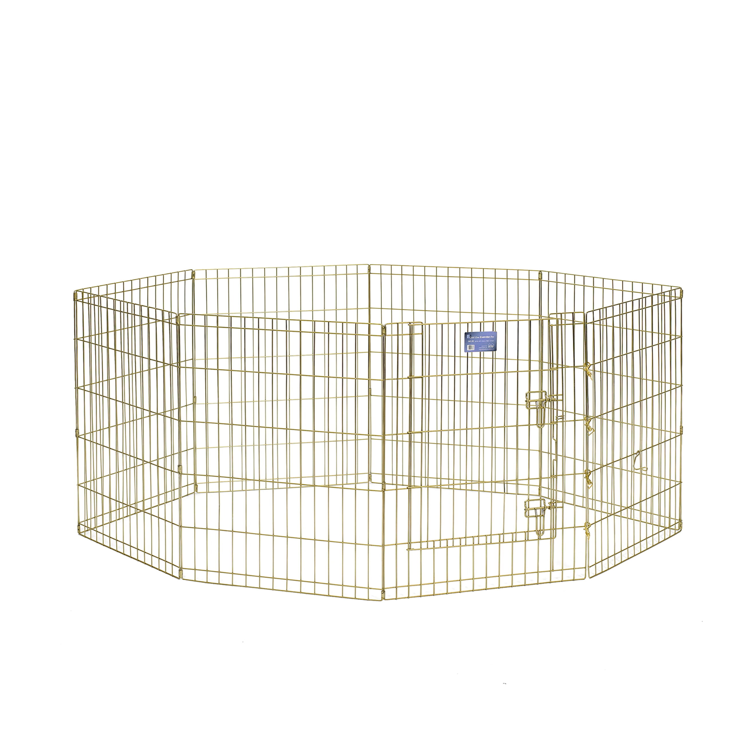 MidWest Homes For Pets Foldable Metal Exercise Pen. Playpen. Gold zinc with door. 24″W x 30″H