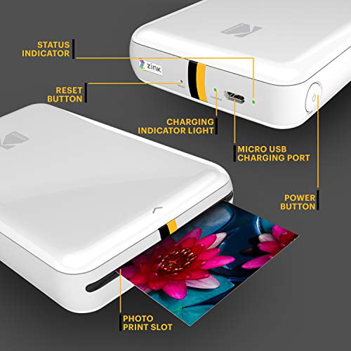 Kodak Step Wireless Mobile Photo Printer (White) Compatible w/iOS & Android. NFC & Bluetooth Devices
