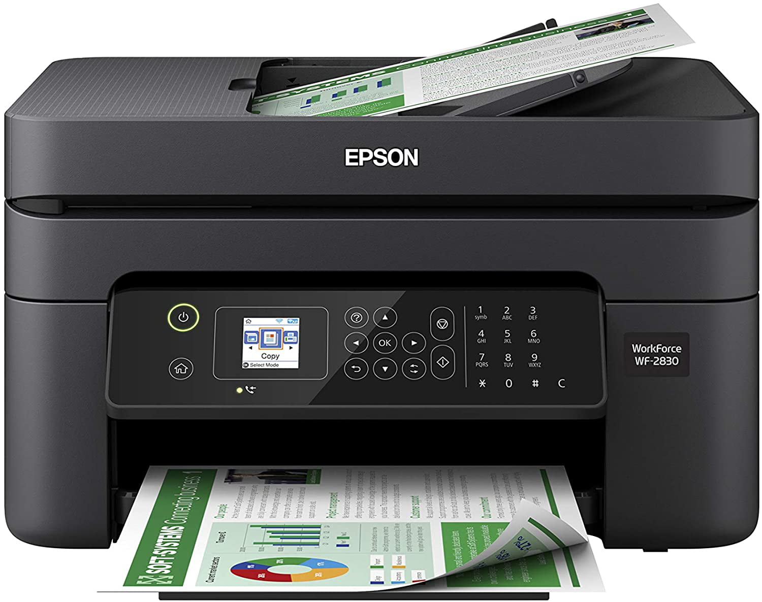Epson Workforce WF-2830 All-in-One Wireless Color Printer with Scanner. Copier and Fax