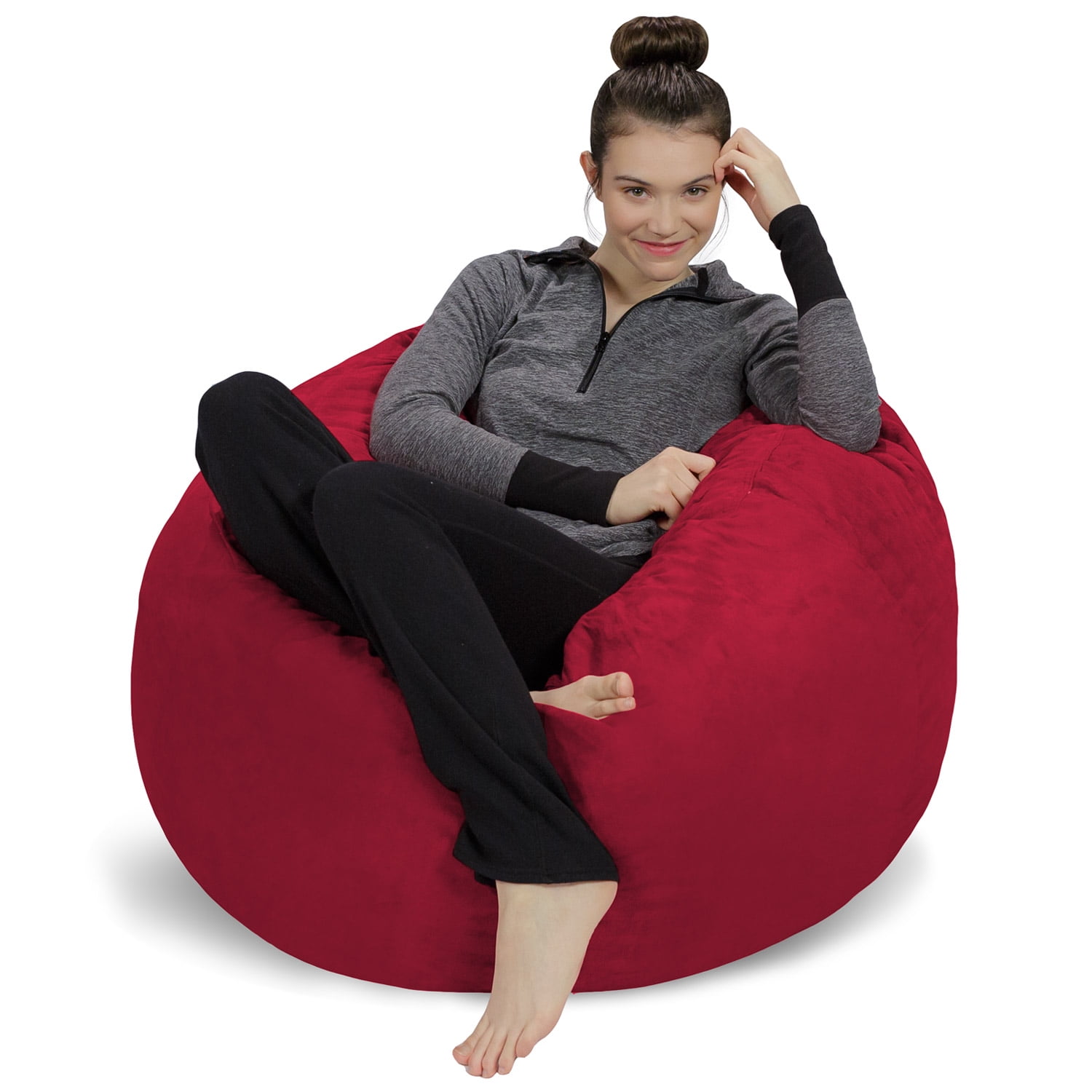 Sofa Sack Bean Bag Chair. Memory Foam Lounger with Microsuede Cover. Kids. 3 ft. Cinnabar
